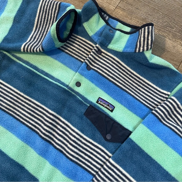 Patagonia Sweaters - Patagonia Synchilla Snap-T Fleece‎ Womens Size XL Blue Stripes Spring 2017
